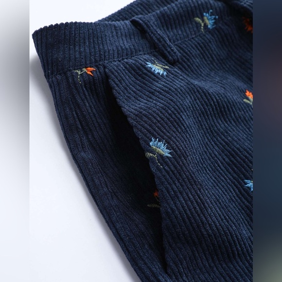 Cider Navy Floral Corduroy Pants NWT - Small - Picture 2 of 6